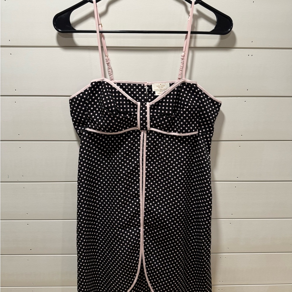 Kate Spade Black and White Polka Dot Dress with Pink Straps